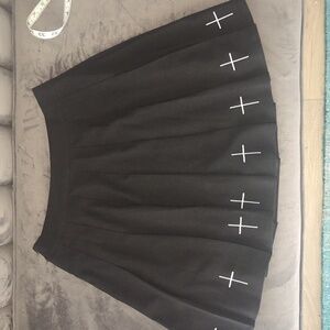 Black Skater Skirt with Cross Detail